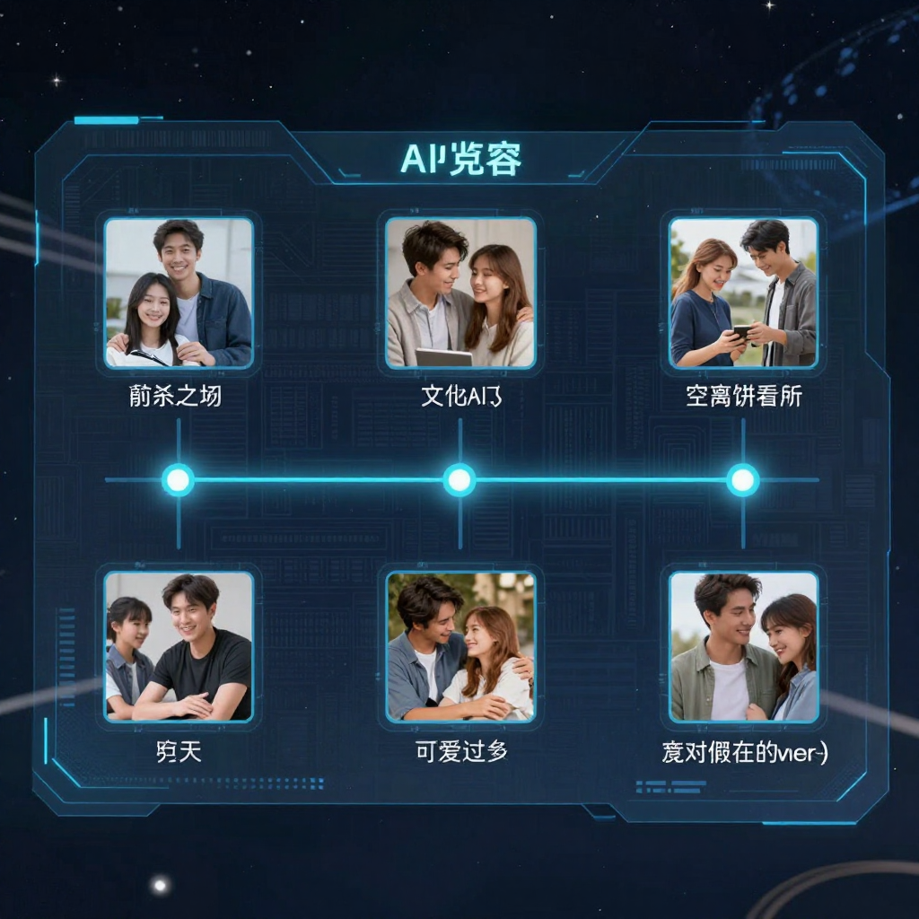 IMG: A futuristic AI companion interface showing a timeline of memories and user interactions